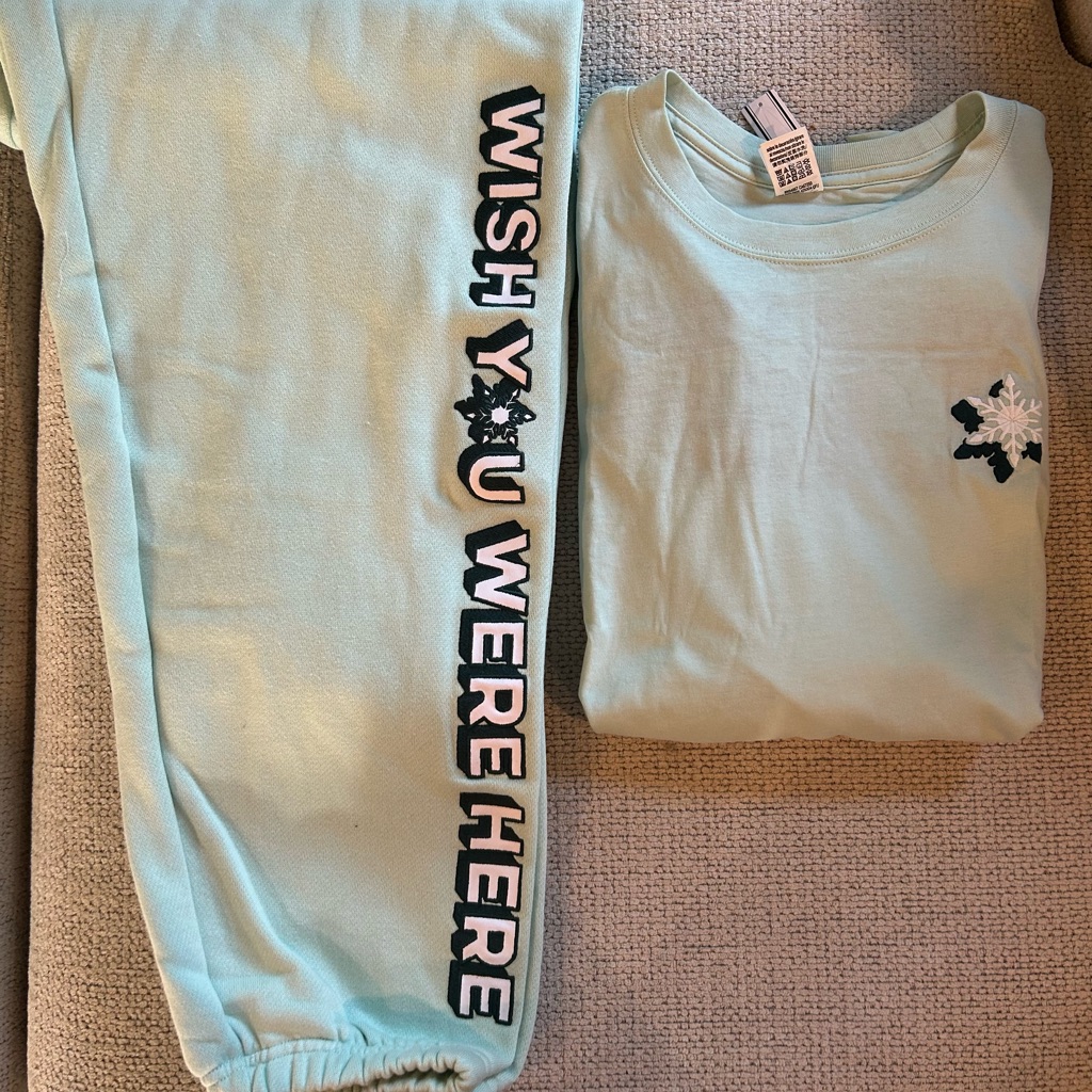 Vs Pink Long Sleeve Tee & Fleece Cotton Sweatpants Set Size Medium Nwt